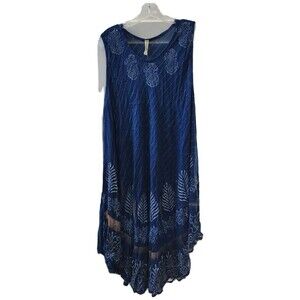 Shoreline Women's 4X Dress Blue Handkerchief Hem Silver Shimmer Thread NEW